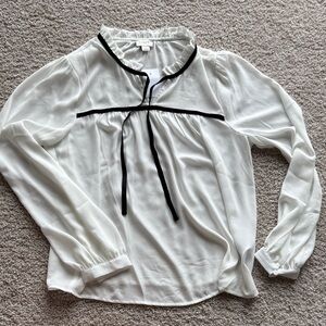 J. Crew White Blouse with Black Accents